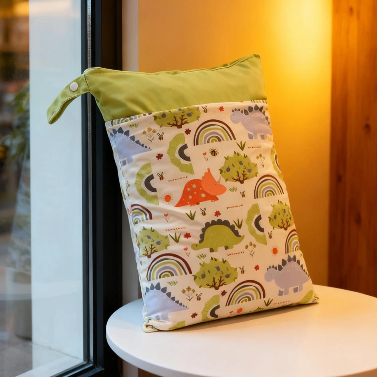 Elinfant 1-teilige Baby-Wickeltasche, wasserdichter PUL-Stoff, waschbar, wiederverwendbar, 2 Taschen und Reißverschlüsse, Reisetasche, Aufbewahrungstasche für nasse Kleidung Image