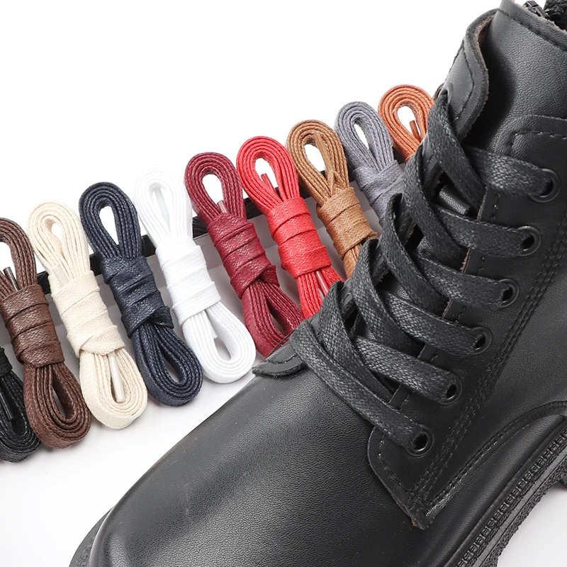 1 Paar gewachste Baumwoll schnürsenkel wasserdichte Leder Schnürsenkel Turnschuhe Stiefel flache Schnürsenkel für Schuh zubehör 70/90/120/150cm Image