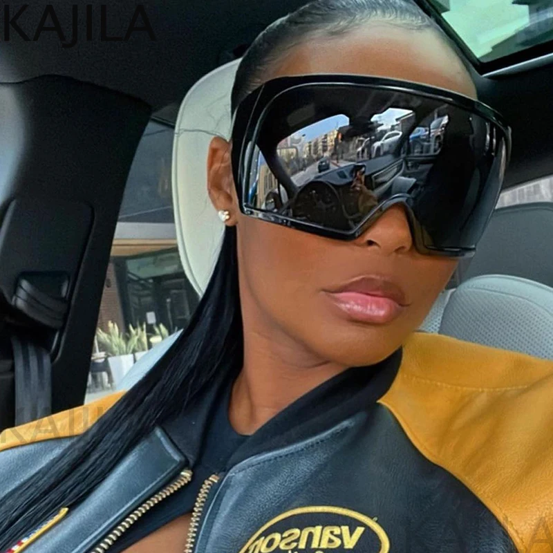 Übergroße Punk-Schild-Sonnenbrille für Damen und Herren, großer Rahmen, 2025, Luxusmarke, Steampunk-Maske, Sonnenbrille für Damen, Sportbrille, UV400 Image