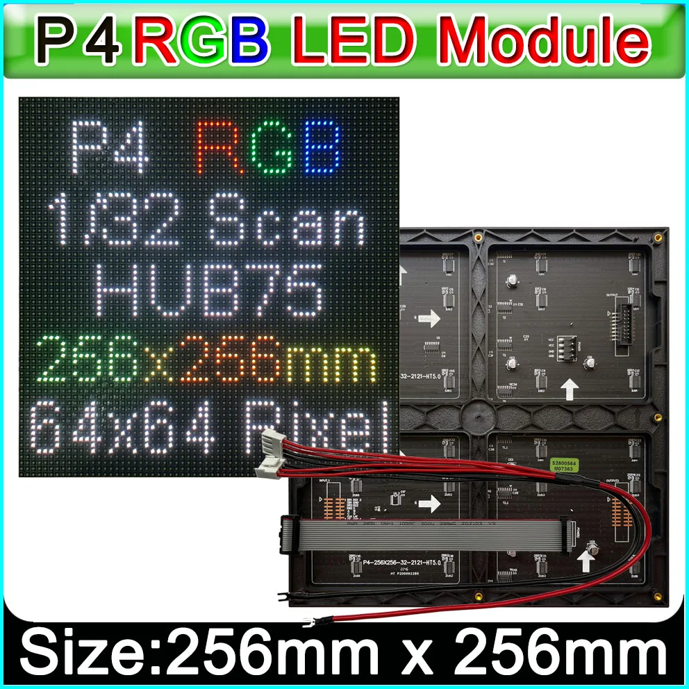 P4 LED-Anzeigemodul für den Innenbereich, 64 x 64 Pixel, LED-Videowand, Vollfarb-RGB-P4-LED-Bildschirmpanels, LED-Matrix 256 mm x 256 mm Image