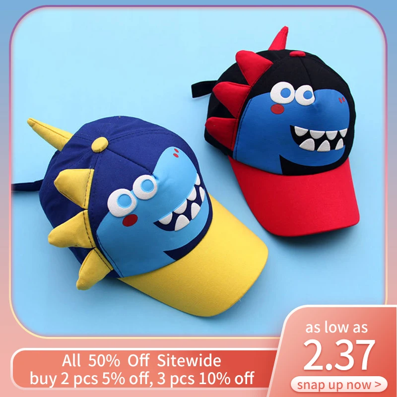 Niedliche Dinosaurier-Baseballmütze Modische Kinder-Schirmmütze Cartoon-Kinder-Entenschnabelkappe 2-8 Jahre Jungen Mädchen Baby Sonnenschutz-Visiere Image