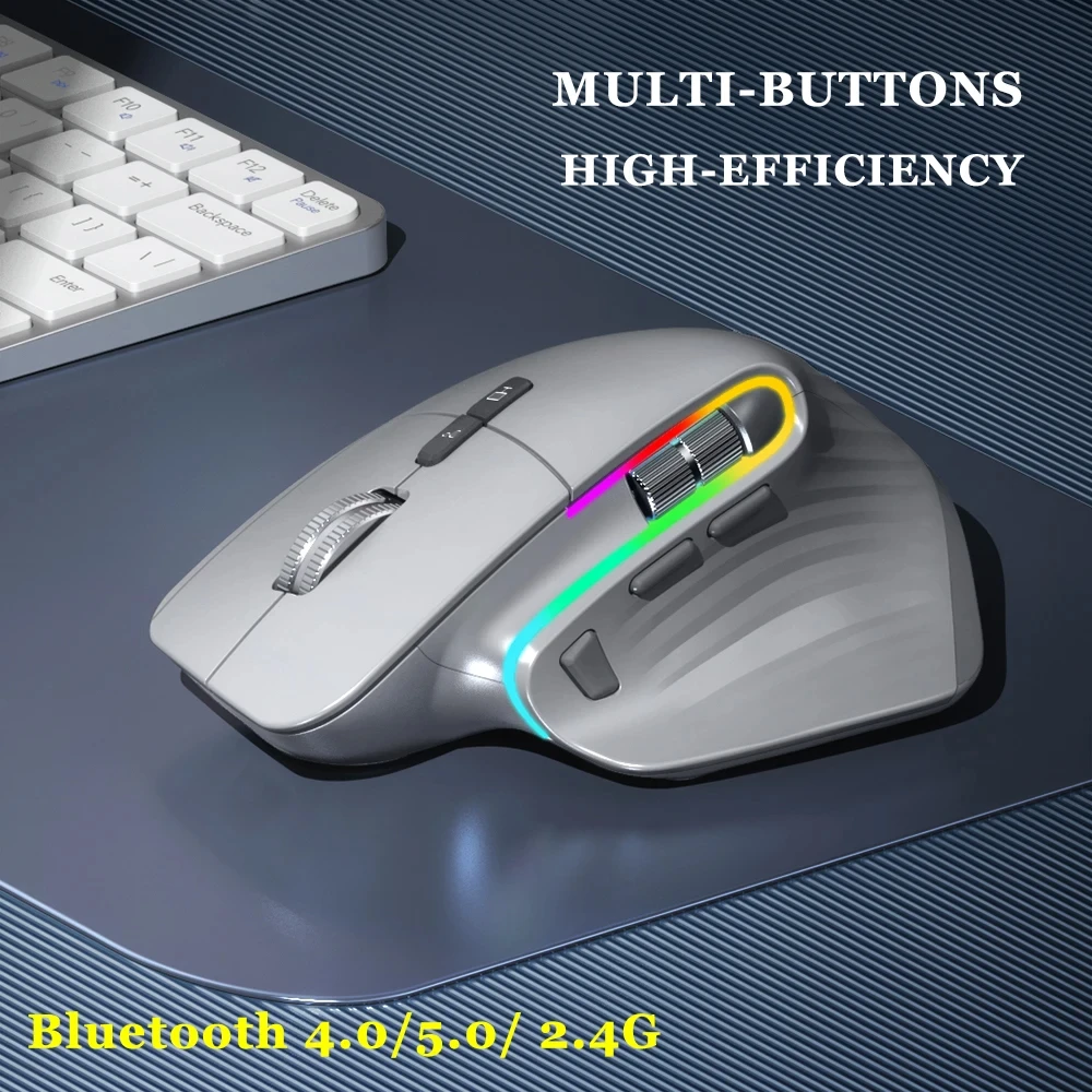 Drahtlose Gaming-Maus Bluetooth 2,4g Tri-Mode-Maus stumm Mäuse ergonomische USB-C RGB wiederauf ladbare 5dpi für Laptop PC Tablet MacBook Image
