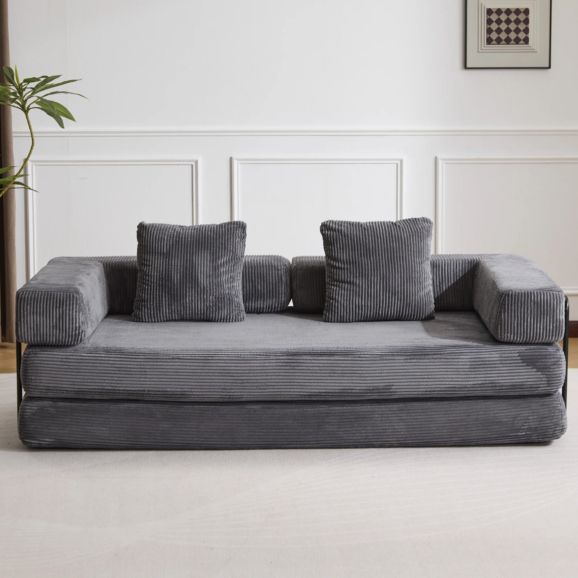 Cord-Faltsofa, 3-in-1 Multifunktionales Klappgästebett Loveseat, Keine Montage Erforderlich, Komfort-Schlafsofa