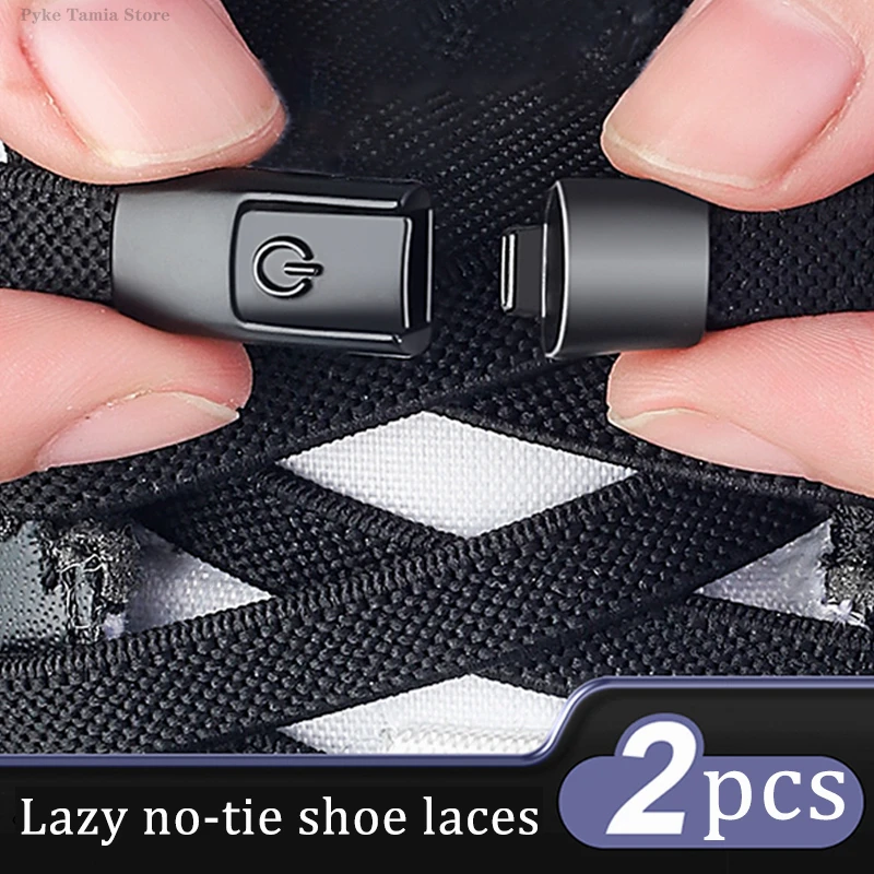 8mm Schnürsenkel ohne Binden mit Metall-Druckverschluss, elastische Schnürsenkel für Sneaker, Kinder und Erwachsene, verbreiterte flache Schnürsenkel für Schuhe Image