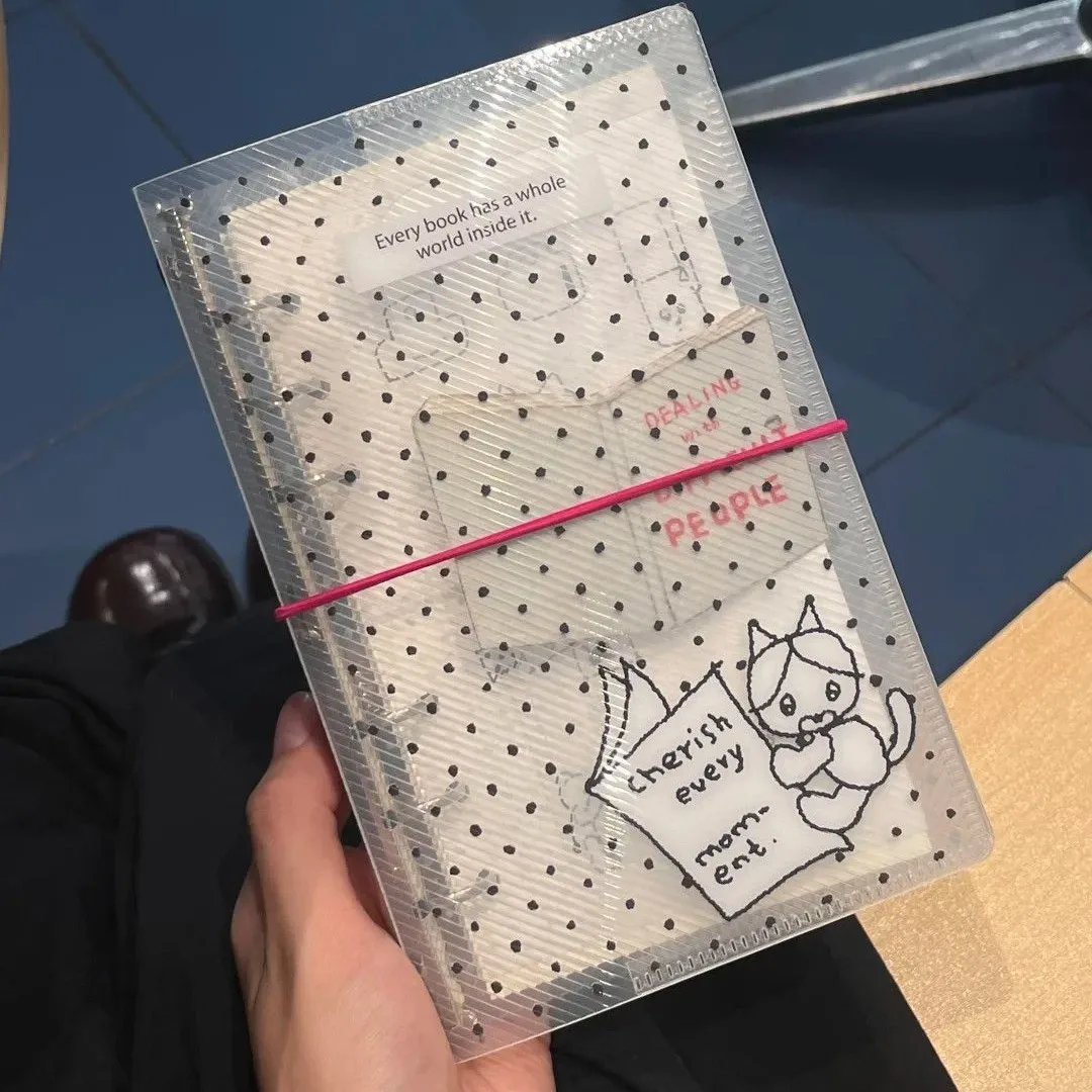 A6 Polka Dot PP Lose Blatt Notebook Cover Mini Tragbare Aufkleber Kleine Karte Foto Lagerung Ledger Image