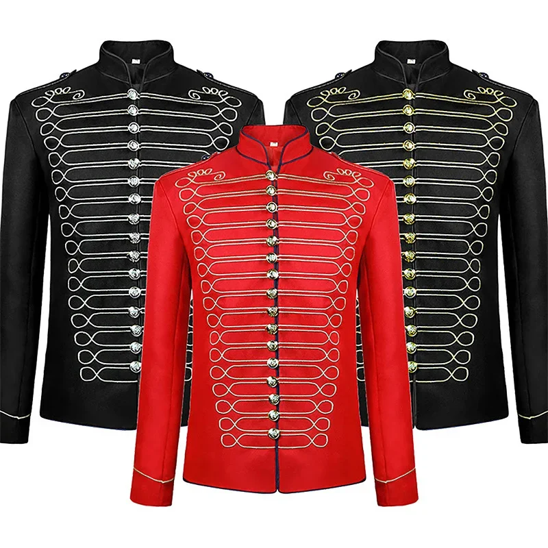 2025, neue Halloween-Blazerjacke in Schwarz-Gold/Silber für Damen und Herren, mittelalterliches Hofkleid, Vintage-Gothic-Dampfschlagzeuger-Kostüm