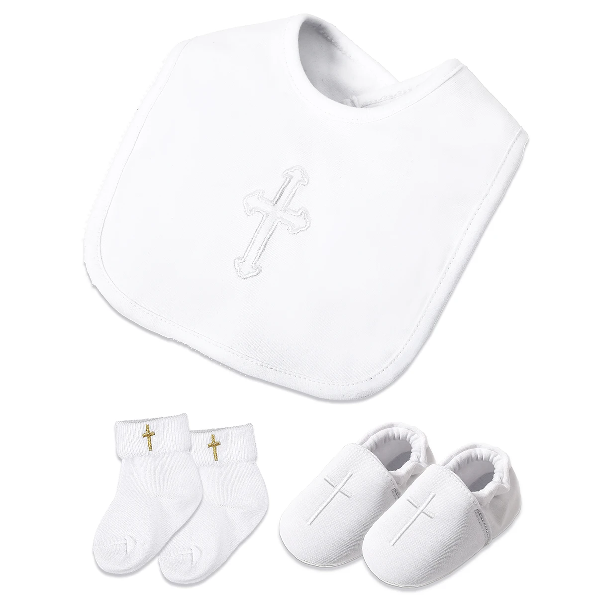 Weiße Schuhe für Babys, Jungen, für Taufe, weiche Sohle, Slipper, Socken, Set für Neugeborene, Taufe, Geburtstag, Sneaker mit Dedication Image