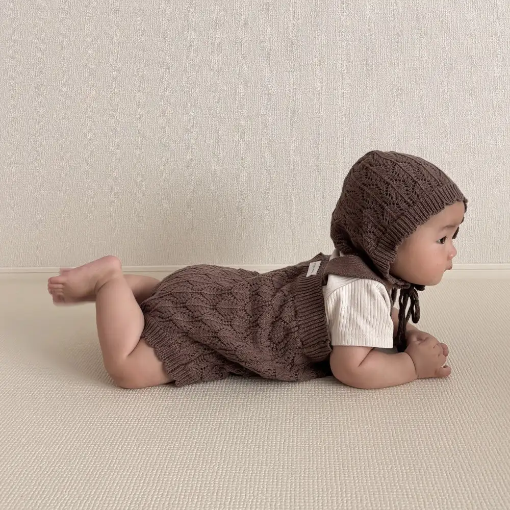 Neugeborene Requisiten für die Fotografie Baumwoll material aushöhlen Stricken Säugling Baby Mädchen Overall Neugeborenen Baby Mädchen Overall Image