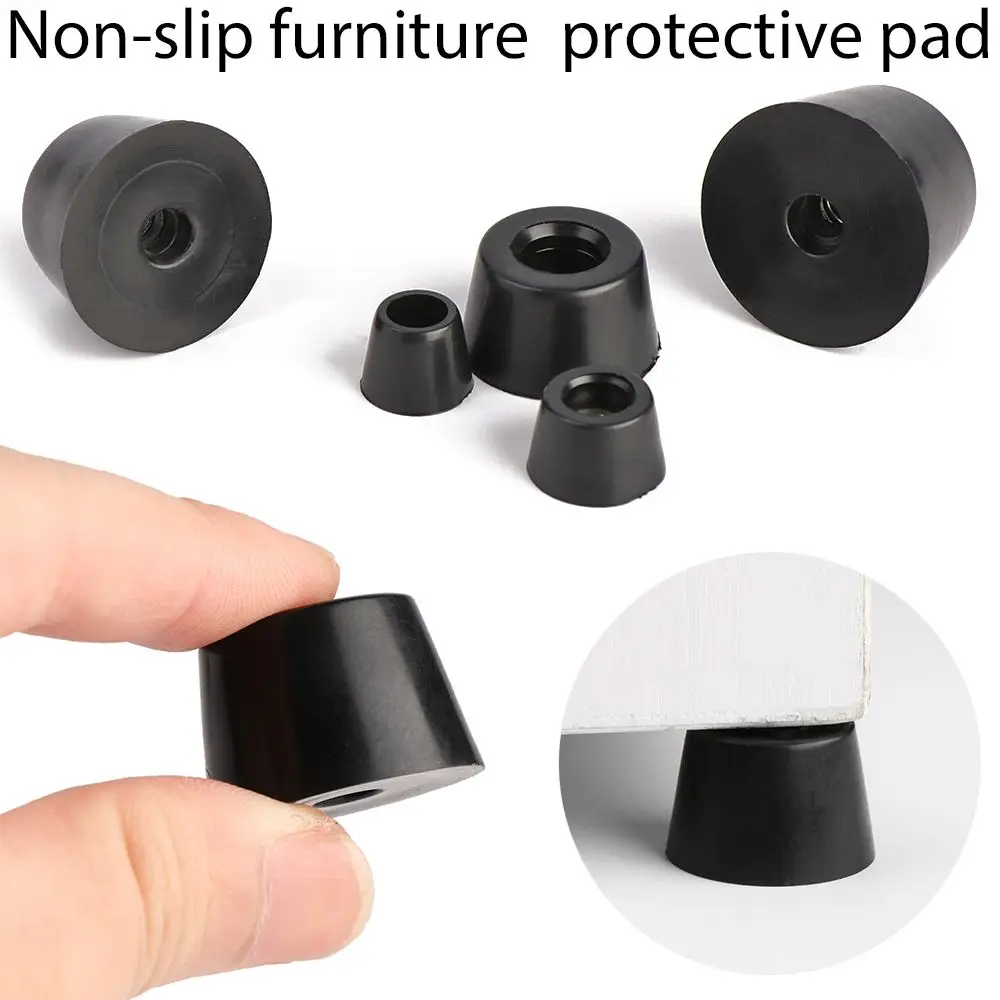 10 stücke Anti Slip Möbel Beine Füße Schwarz Lautsprecher Schrank Bett Tisch Box Konische Gummi Shock Pad Boden Schutz Möbel teile