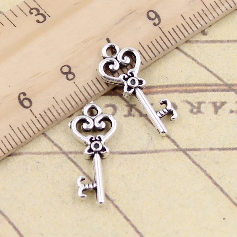 20pcs Charms Vintage Skeleton Key 21x9mm Tibetischen Bronze Silber Farbe Anhänger Antiken Schmuck, Die DIY Handgemachten handwerk