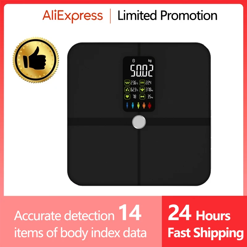 Intelligente Körperwaage, Gewicht, Körperfettwaage, Fitness, intelligente Waage, BMI, Körperzusammensetzungsanalysator, kabellose digitale Badezimmer-Gewichtswaage Image