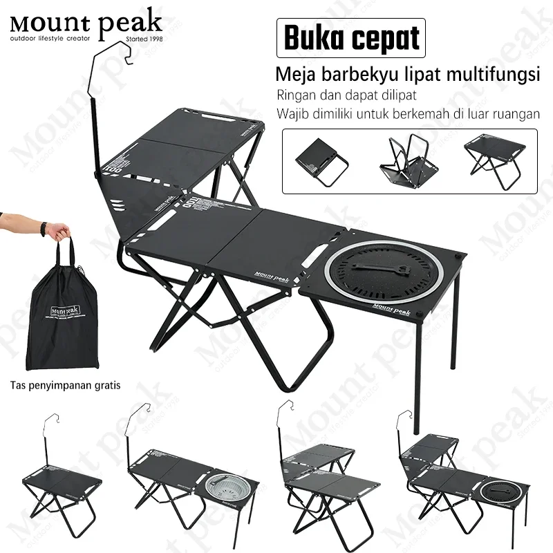 Mount Peak Outdoor Camping IGT Taktischer Tisch mit Zubehör, Leichter Multifunktionaler Klappbarer Outdoor-Tisch mit Stauraum
