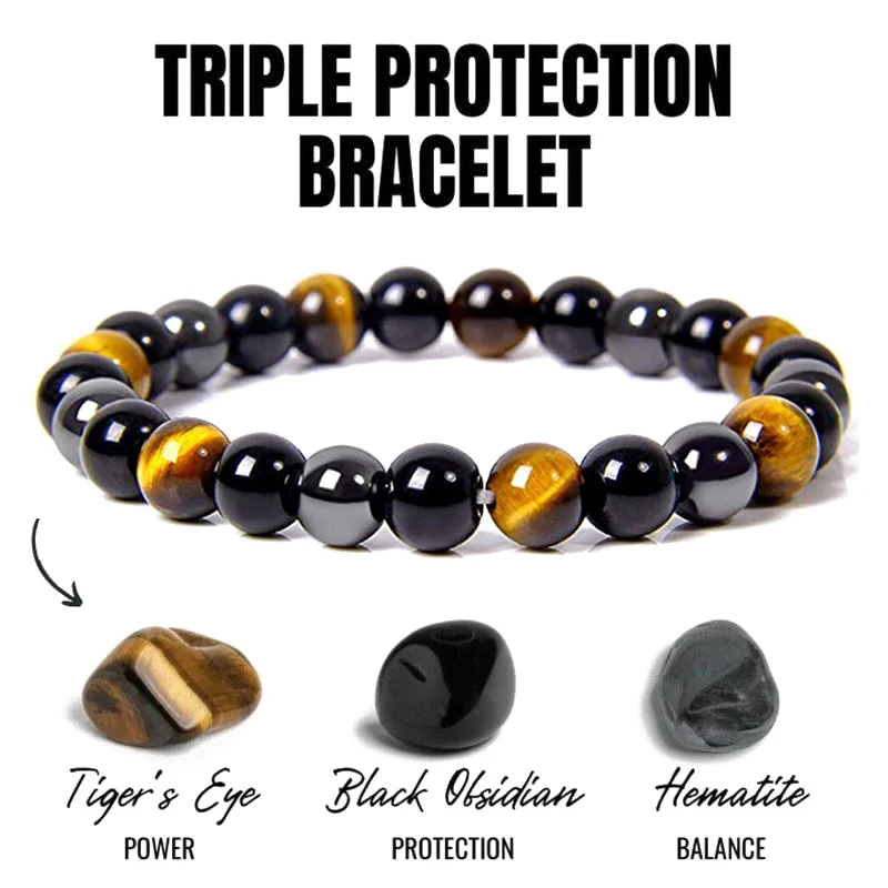 Natürliche schwarze Obsidian Hämatit Tigerauge Perlen Armbänder Männer für magnetische Gesundheitsschutz Frauen Soul Schmuck Pulsera Hombre Image