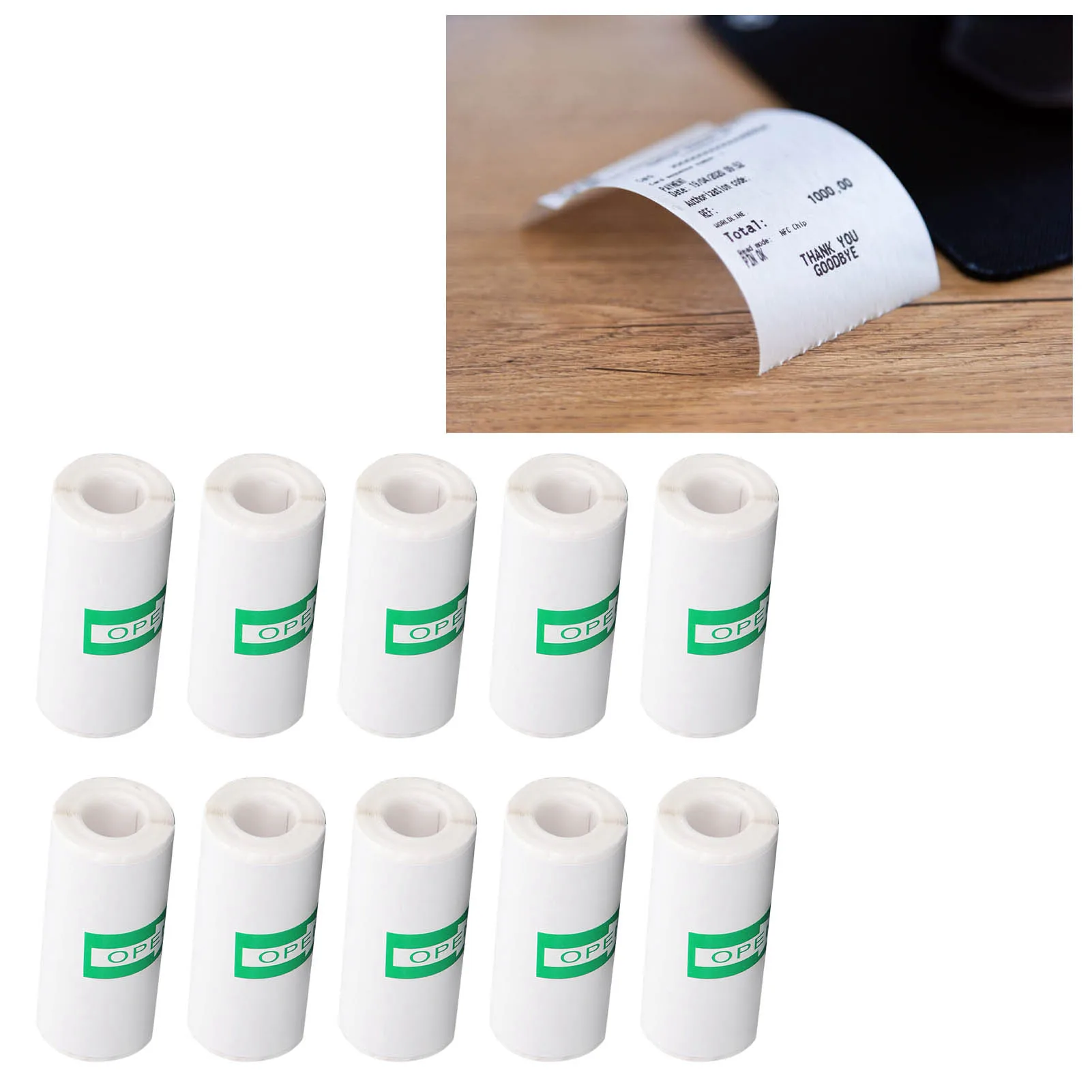 10 Rollen Thermo-Druckerpapier Selbstklebendes Papier Weiß Bedruckbare Quittungsaufkleber 57x25mm Selbstklebendes Thermopapier Image