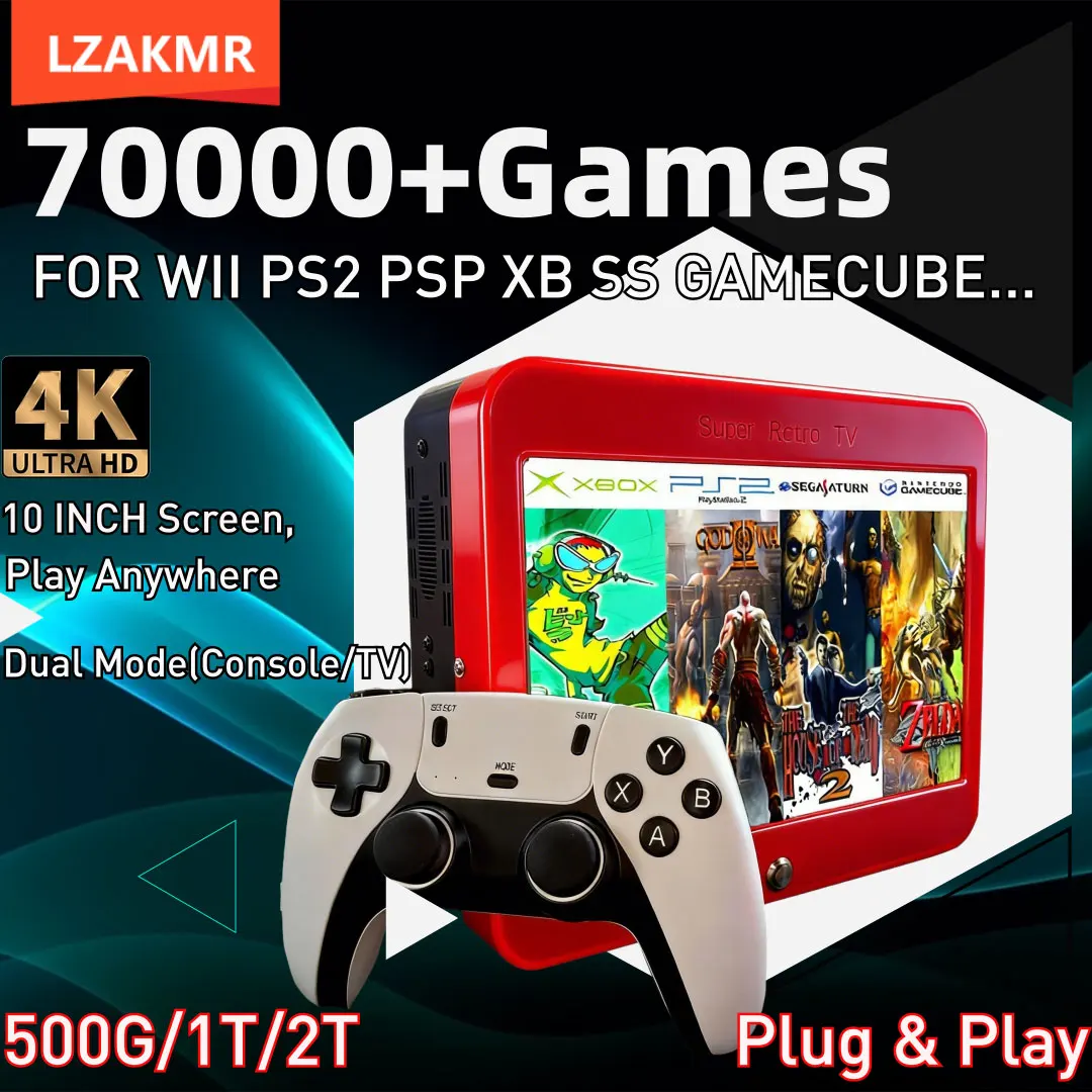 Console de jeu T1 Win11 Pro & Batocera, console de jeux vidéo rétro, 500G/1T/2T ROM, 70000+ jeux, 60+ émulateurs pour PS2/PSP/Wii/SS/NGC/NES
