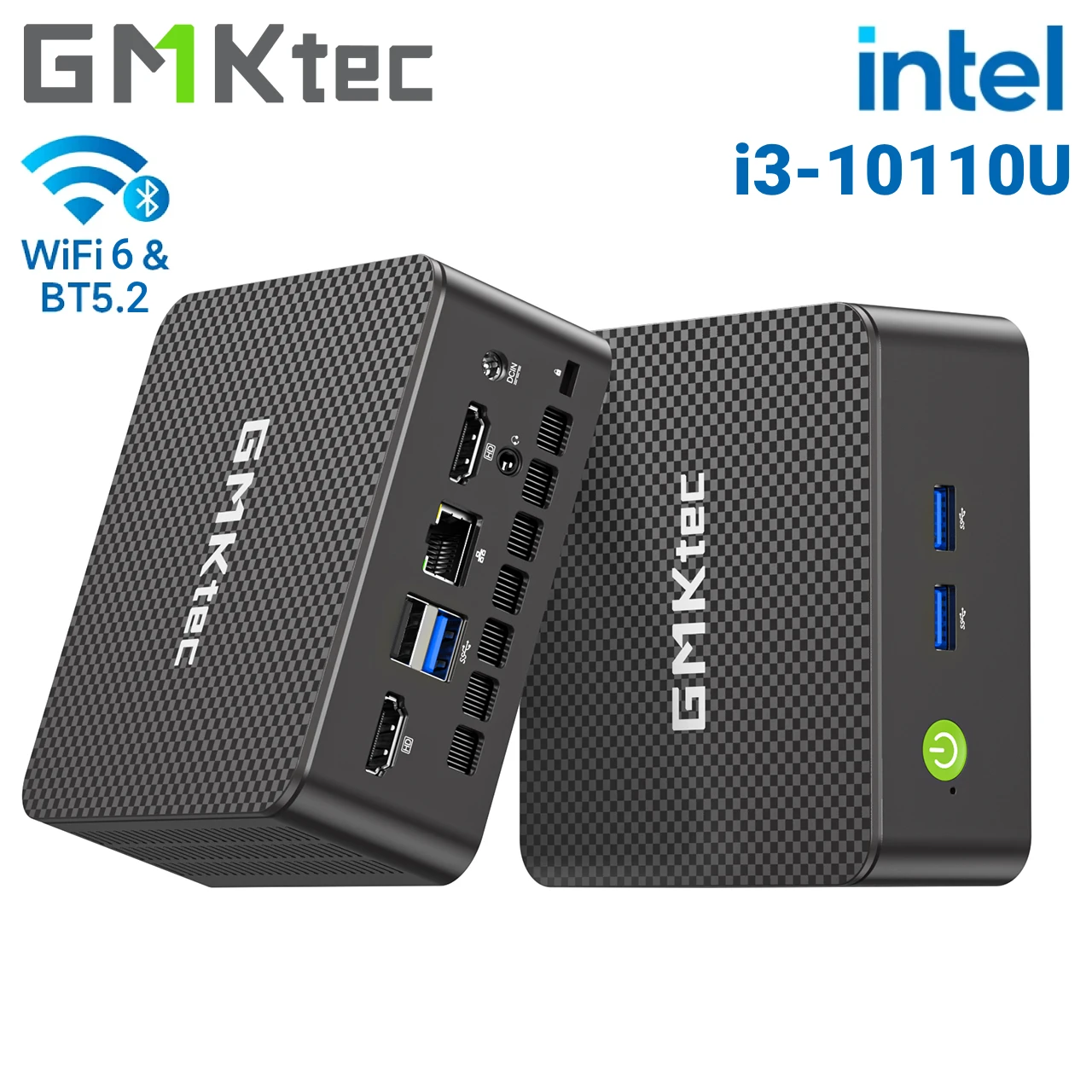 GMKtec G3 Pro Mini-PC Intel i3-10110U Windows 11 Pro Mini-PC 8GB DDR4 256GB PCIe M.2 SSD WiFi 6 BT5.2 Desktop-Computer