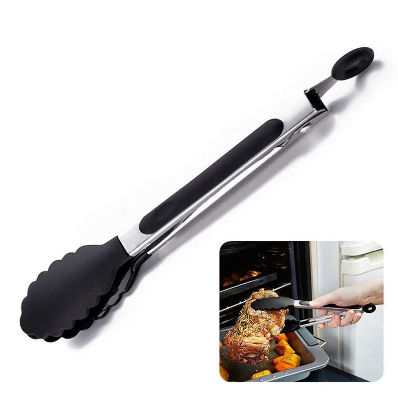 Lebensmittelzange, Edelstahl, Küchenzange, Silikon, Nylon, rutschfest, Kochclip, Klemme, Grill, Salat, Werkzeuge, Grill, Küchenzubehör Image