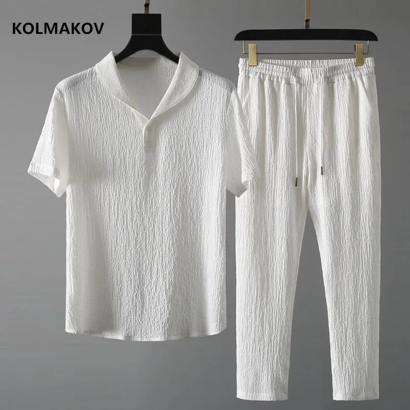 (Hemd + Hose) 2026 Sommer Herrenmode Klassisches Hemd Herren Business Casual Modehemden Herren Ein Kleiderset Größe M-4XL