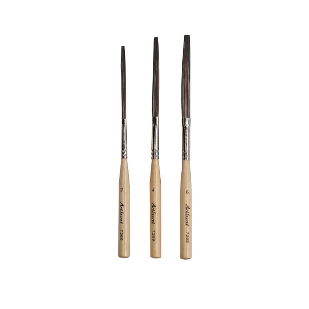 Artsecret Ultra Long Flat Paint Brushes Set Premium Soft OX Ear Art Brush für Öl-Aquarellmalerei, Nadelstreifen, lange, gleichmäßige Linie Image
