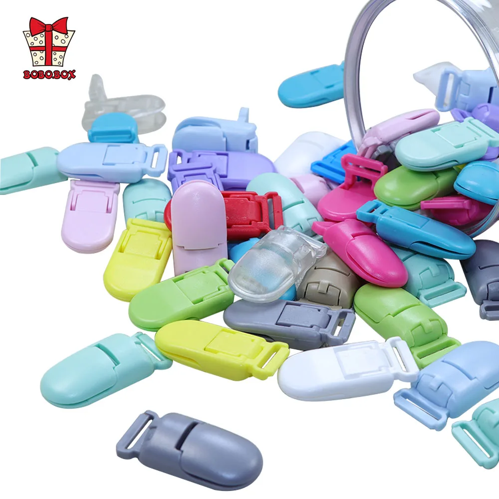 BOBO.BOX 100 Stück Baby-Schnullerclip aus Kunststoff, Babyhalter, Schnuller, mehrfarbig, für Kleinkinder, Schnullerclip, Nippelhalter, Baby-Schnuller Image