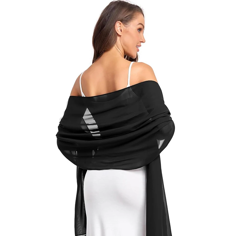 Damen Chiffon Schal und Abendkleid elegante weiche Tüll schwarz Braut schal Image