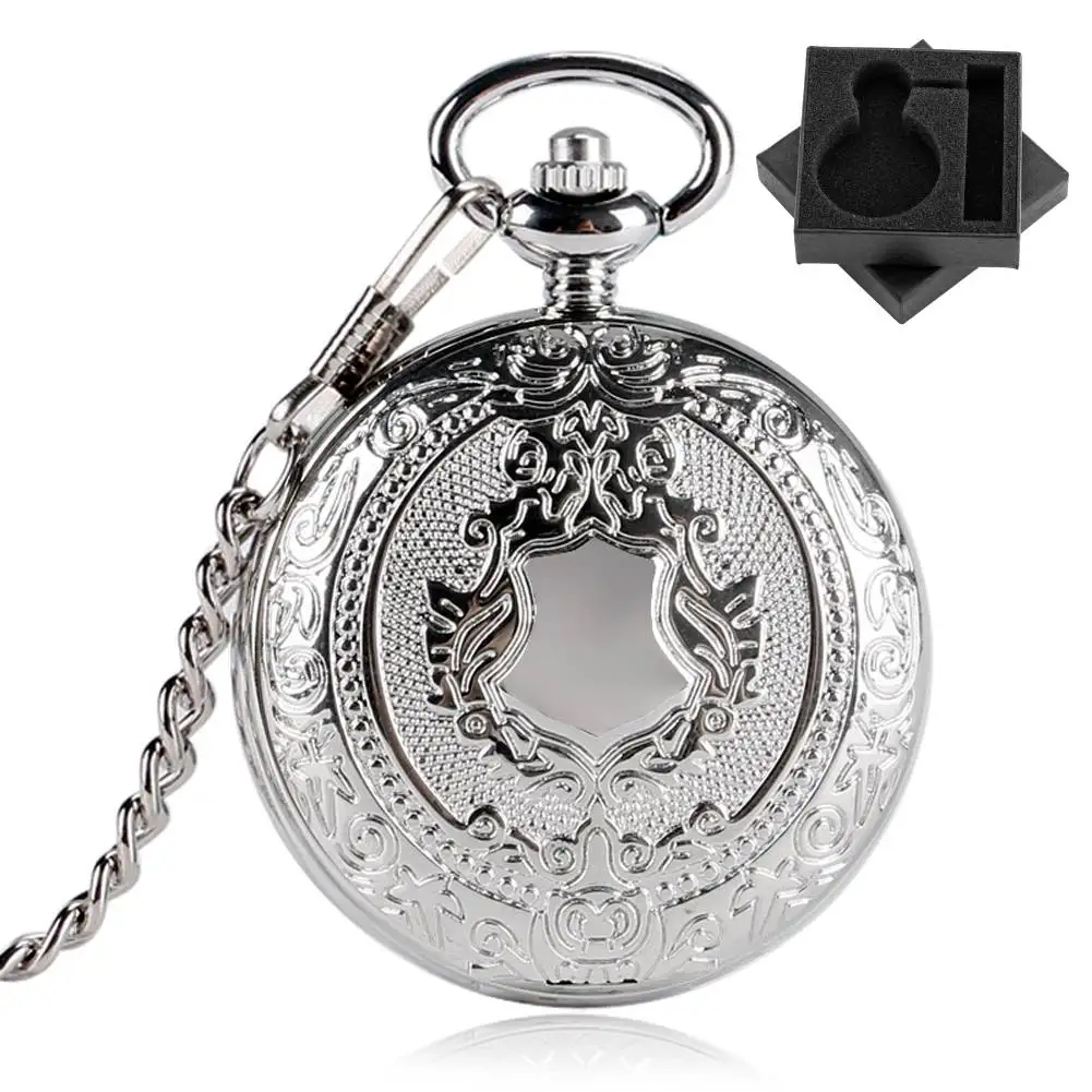 Vintage elegante silberne mechanische Handaufzug Taschenuhr Herren FOB Kette Anhänger Uhr Geschenk arabische Ziffern Zifferblatt Zeitmesser