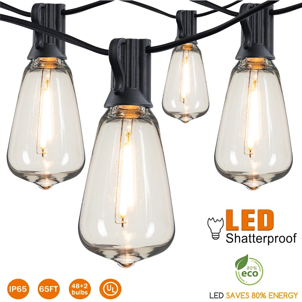 ST38 LED-Lichterkette für Außen, Verbindbar, Bruchsichere Kunststoff-LED-Lampen, IP65 Wasserdicht, Garten-Girlande