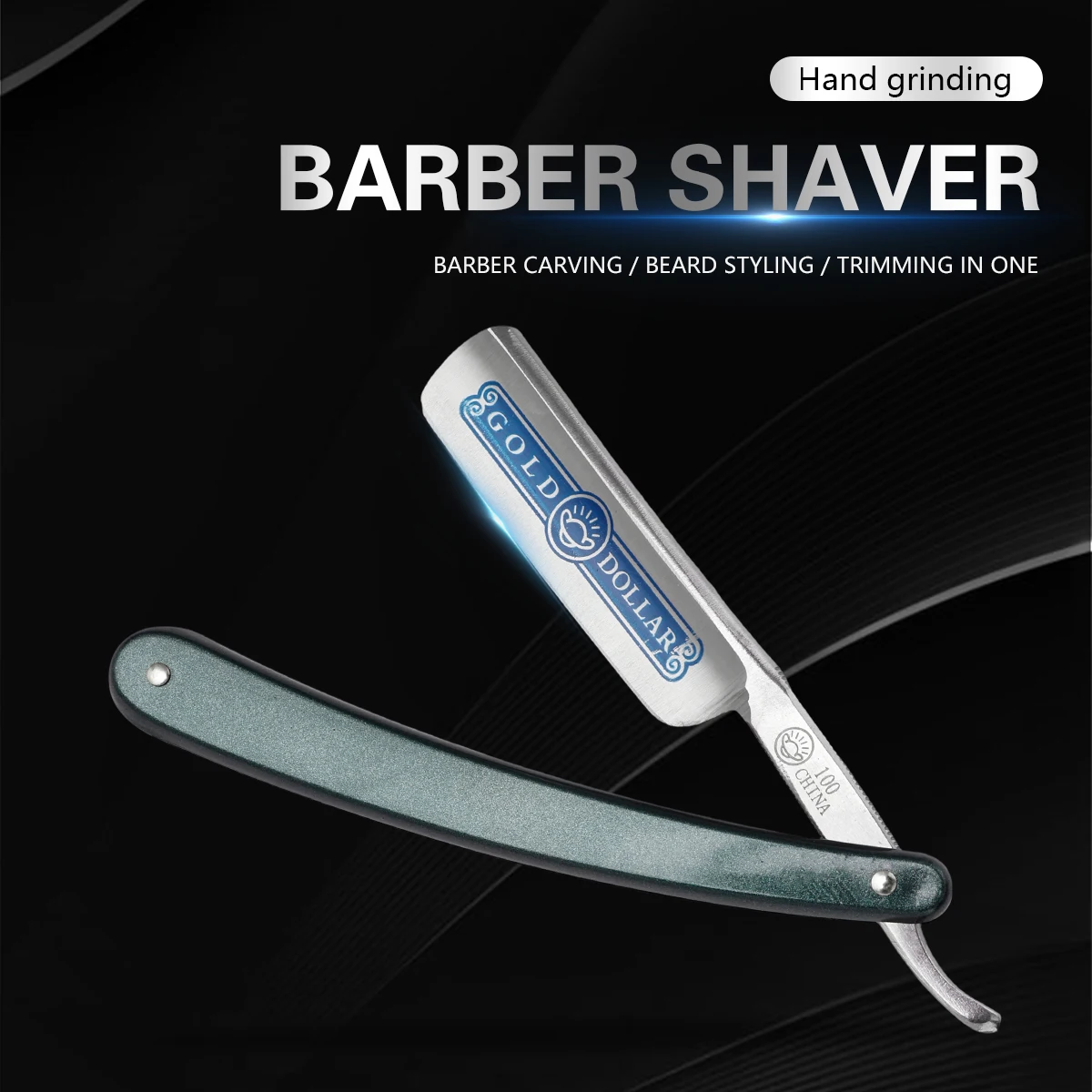Professioneller Herren-Rasierer Gold Dollars Classic Scharfer Rasierer für Barbier Gesichts-Epilierer Klappbarer Rasierer aus Edelstahl Image