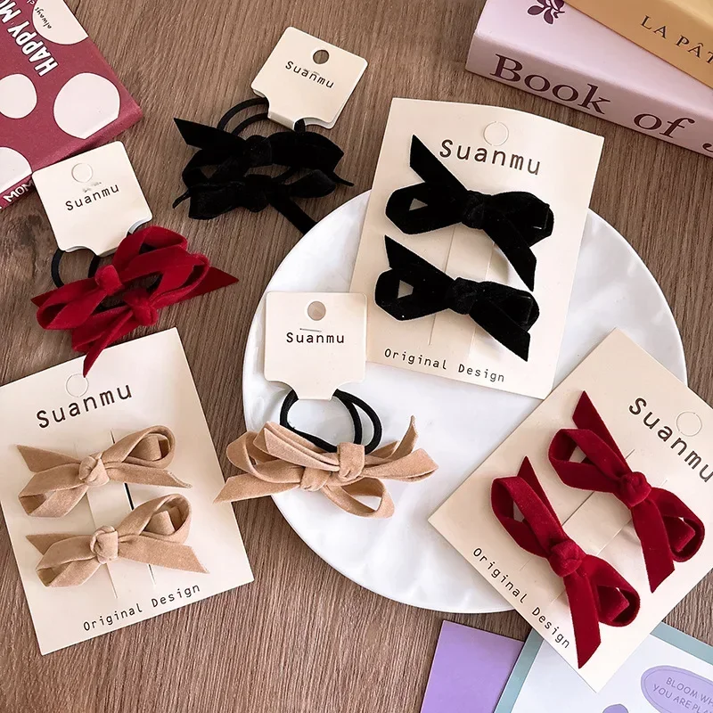2 teile/satz Nette Elegante Prinzessin Baby Mädchen Haar Clip Süße Samt Bogen Haarnadel für Kinder BB Clips Mode kinder headwear Image