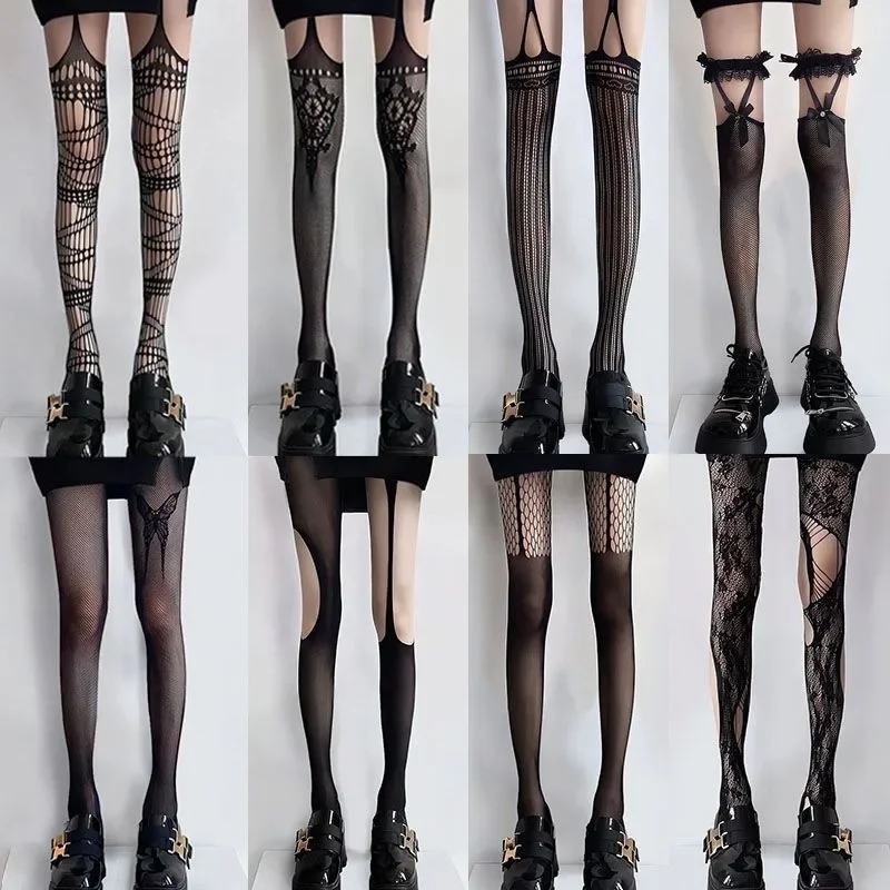 Subkultur Lolita JK Mehrere Stile Netzspitzenstrümpfe Japan Schulmädchen Sexy Netzstrumpfhose Gothic Kostüme Strumpfhosen