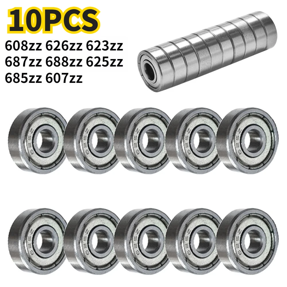 10 Stück 608ZZ 623ZZ 626ZZ 687ZZ 607ZZ Rillenkugellager Kohlenstoffstahl Miniaturlager Kugellager Image