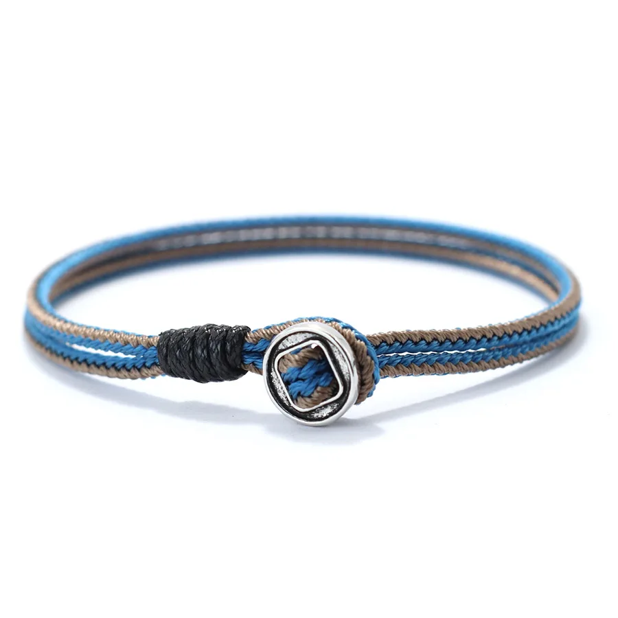 2 mm handgefertigtes antikes Seilarmband, einfaches, einfaches Herrenarmband mit Haken Image