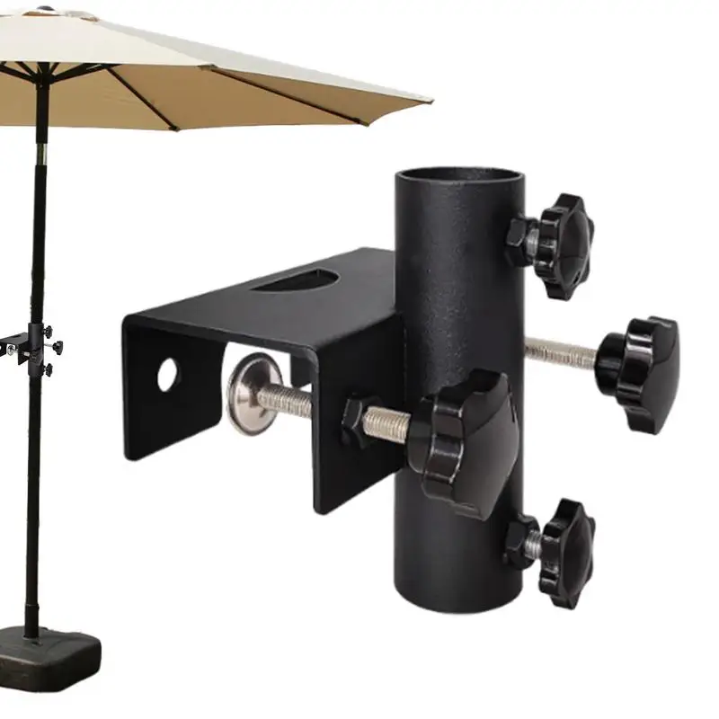 Terrassenschirmklemme, verstellbarer Schirmständer aus Metall, tragbar, robust, Sonnenschirmständer für Terrasse, Terrasse, Deck, Strand, Garten, Hof Image