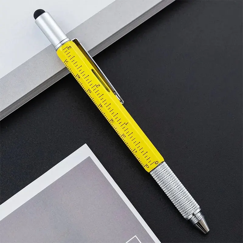 1 stücke Multi-funktion Werkzeug Stift Sechs-in-one Skala Gradienter Schraubendreher Kugelschreiber Schule Schreibwaren Büro liefert Image