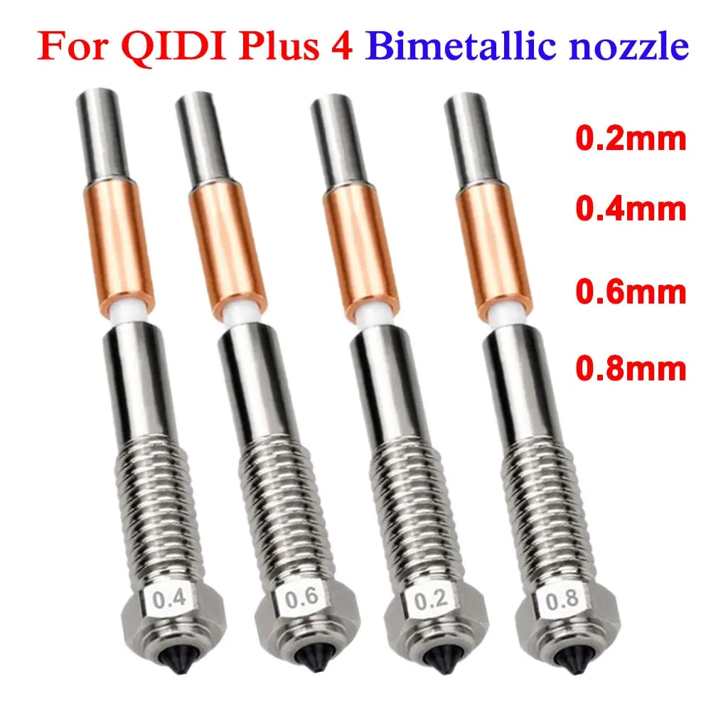 Für QIDI Plus 4 Bimetalldüse 0,2 mm 0,4 mm 0,6 mm 0,8 mm Düse für QIDI Tech Plus 4 Silikonhülle 3D-Drucker Hotend-Zubehör Image