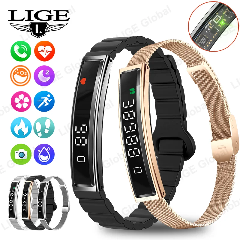 LIGE Neuer Sport-Fitness-Tracker Smart Band Armband Herzfrequenz Blutsauerstoff Schlafüberwachung Schrittzähler Anruf-Erinnerung Smartwatch 2026 Image