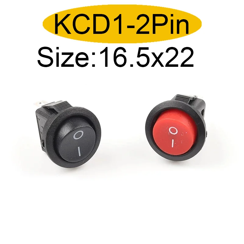 5/10 Stücke Durchmesser 16,5mm 3A/250VAC Runde Boot Wippschalter KCD1-105 On-Off Snap SPST Schwarz 2Pin Netzschalter Druckschalter Image