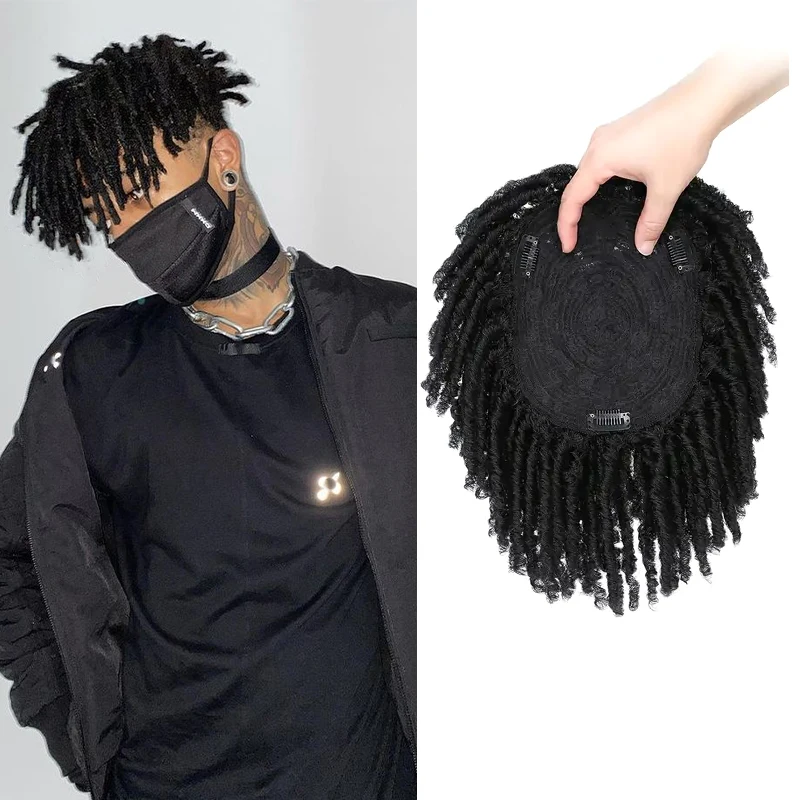Kurze Häkelperücken, synthetische Clips in Haar-Toupet-Erweiterungen, Afro-synthetische geflochtene halbe Perücke, Dreadlock-Haarteile für Männer und Frauen Image
