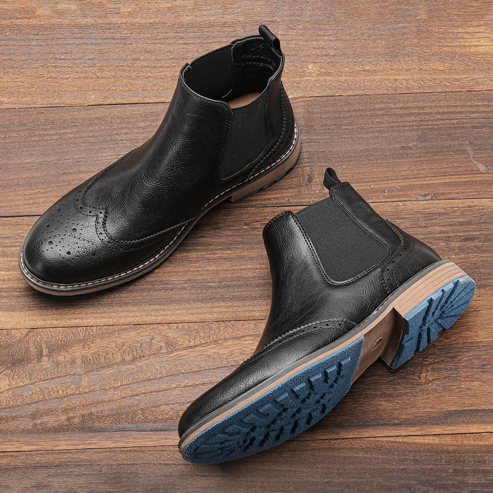 Größe 7–13 Brogue Chelsea Herrenstiefel Klassische Lederstiefel im amerikanischen Stil Image