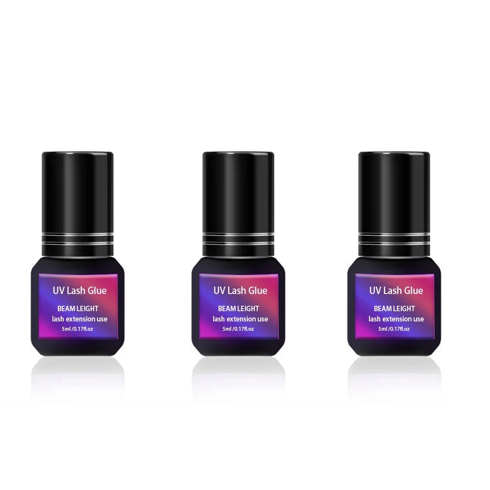 3 Flaschen UV-Wimpern kleber klar 5ml Gel weich schnell trocknende Wimpern verlängerung Klebe werkzeuge Wimpern verlängerung liefert UV-Wimpern kleber Image
