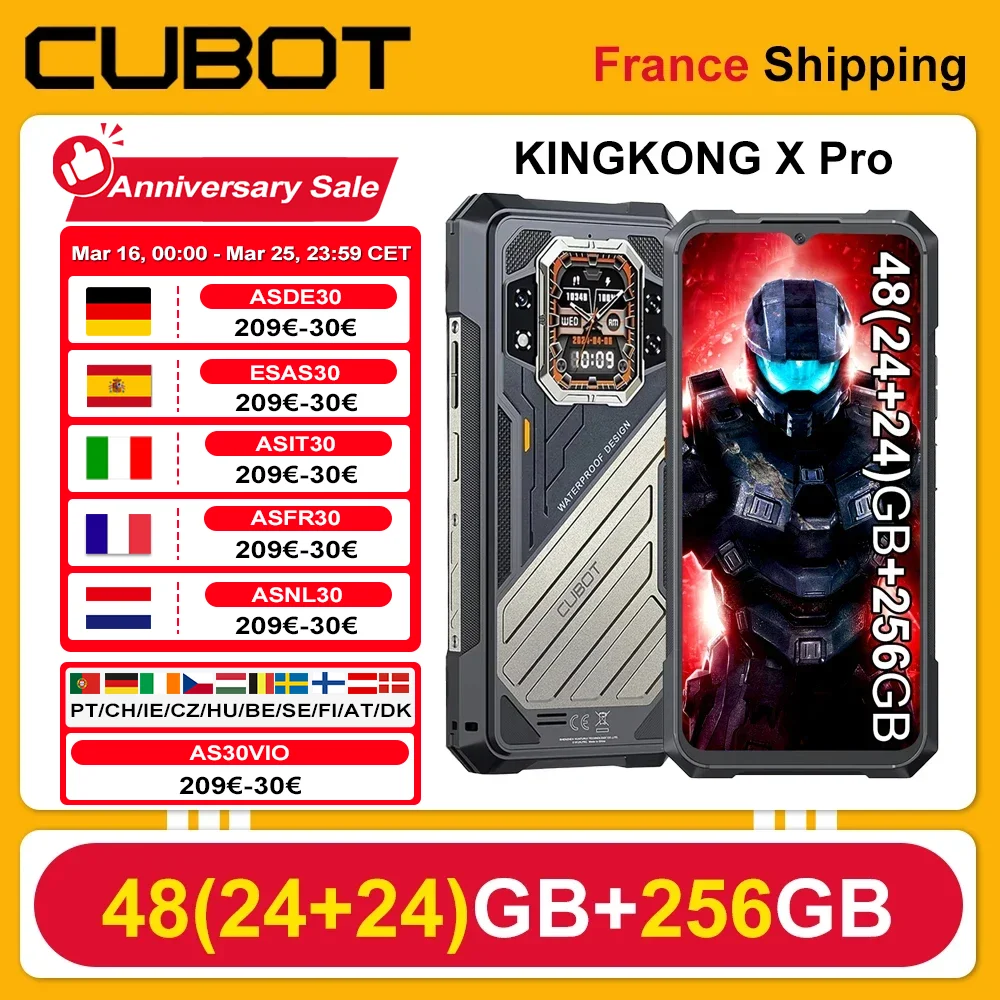 CUBOT KINGKONG X Pro Robustes Smartphone 5G 48 GB (24 + 24) 256 GB 10200 mAh 33 W Abmessung 8200 4 nm 3,1 GHz 6,72 Zoll Bildschirm 144 Hz Image