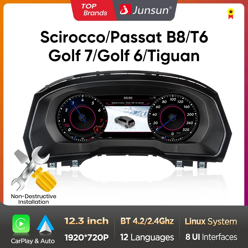 Junsun Digital Cluster Dashboard Für VW Passat B8 B6 Golf 7 Scirocco Golf 6 Tiguan Golf 5 T6 LCD Auto Instrument Virtuele Cockpit Image