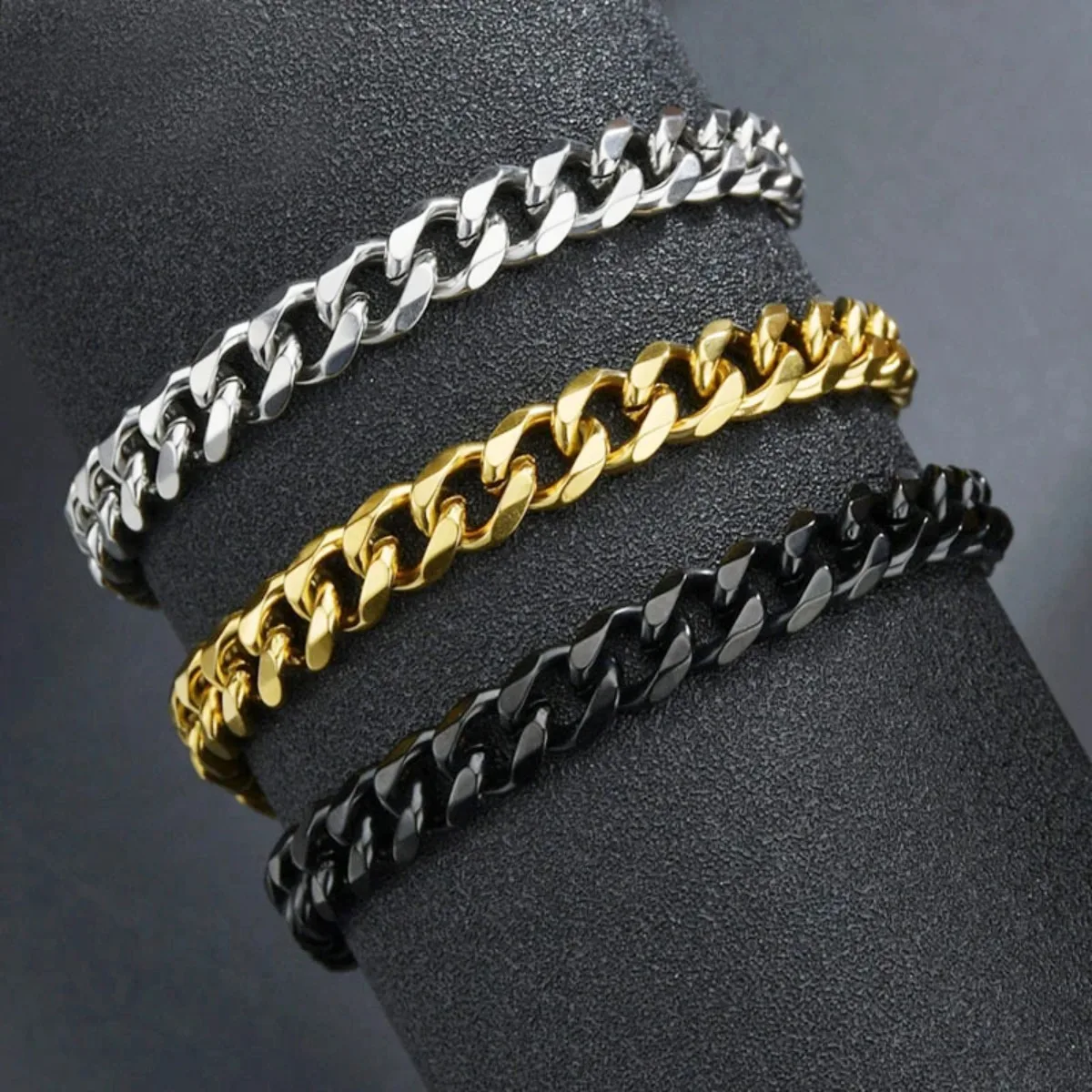 Mode Edelstahl Männer Curb Kubanischen Kette Armband Frauen Armband auf Hand für Paar Unisex Handgelenk Hand Schmuck Image