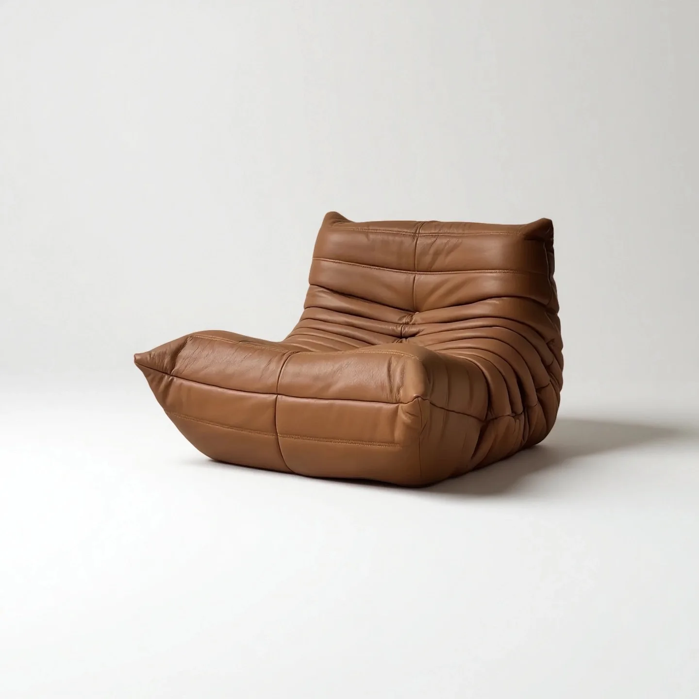 Caterpillar Sofa aus Echtleder, Echtes Ledersofa für Wohnzimmer und Balkon, Freizeit-Faulenzerstuhl, Einzelsessel, Kaminstuhl, Rahmenlos