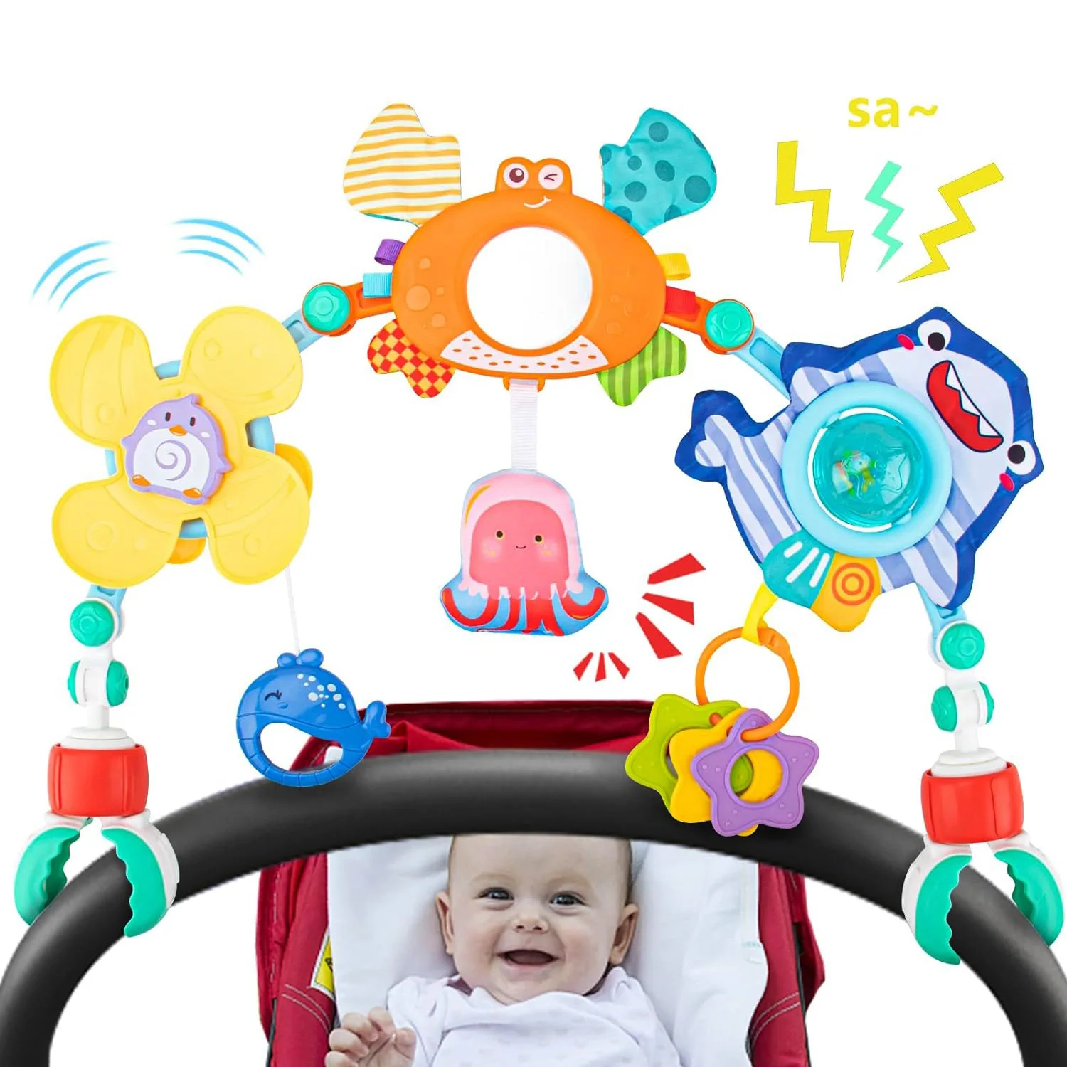 Baby Kinderwagen Bogen Spielzeug Türsteher Spielzeug Kinderwagen Aktivität Bogen Spielzeug Feinmotorik Spielzeug Sensorische Entwicklung Bogen Baby Auto Sitz Spielzeug Image