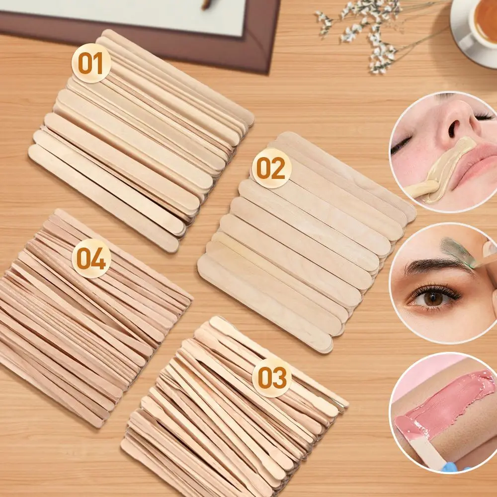 500/200/100Pcs Holz Haar Entfernung Stick Gesicht Wachs Sticks Enthaarung Spachtel Körper Applikator Glatte Zunge spatel Schönheit Werkzeuge