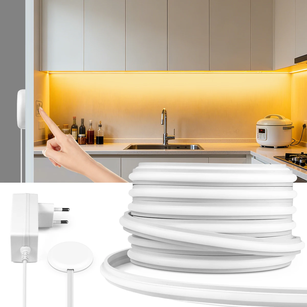 24V Cuttable Neon COB LED Streifen Licht Dimmbar Motion Sensor Hand Scan Touch Dimmen Band Lampe Schlafzimmer Küche Schrank Dekor