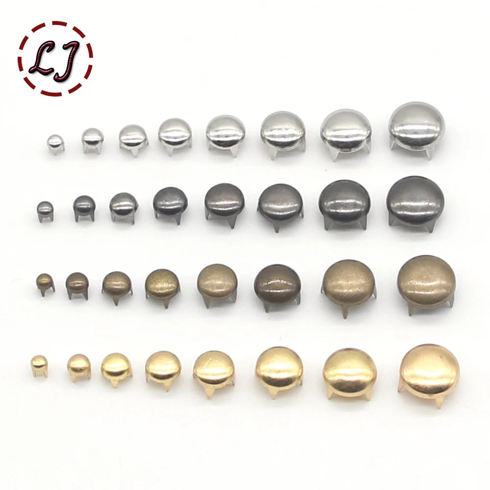 1 PACK Runde Messingkuppelnieten Spike Nieten Spots Nailhead Punk Rock DIY Lederhandwerk für Schuhe Kleidung Tasche Kleidungsstück Dekoration