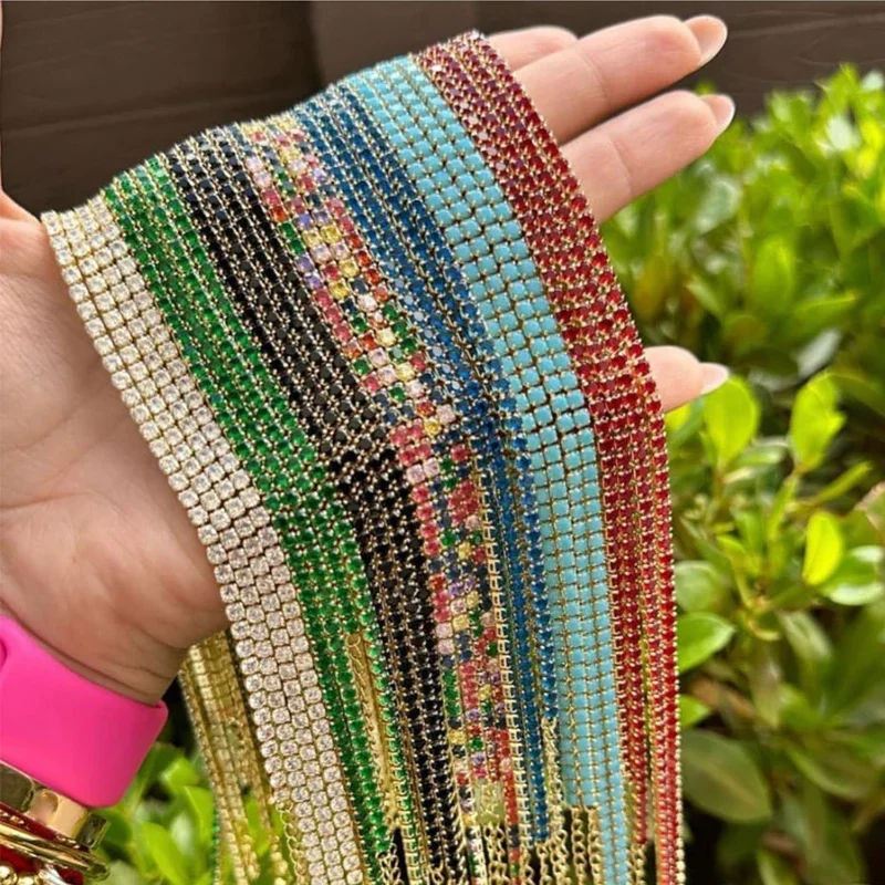 Luxus AAA+ 3mm CZ 1 Reihe glänzende Tenniskette Halskette HipHop Iced Out Bling Kubikzircon Halsband Schmuck vergoldet für Frauen Image
