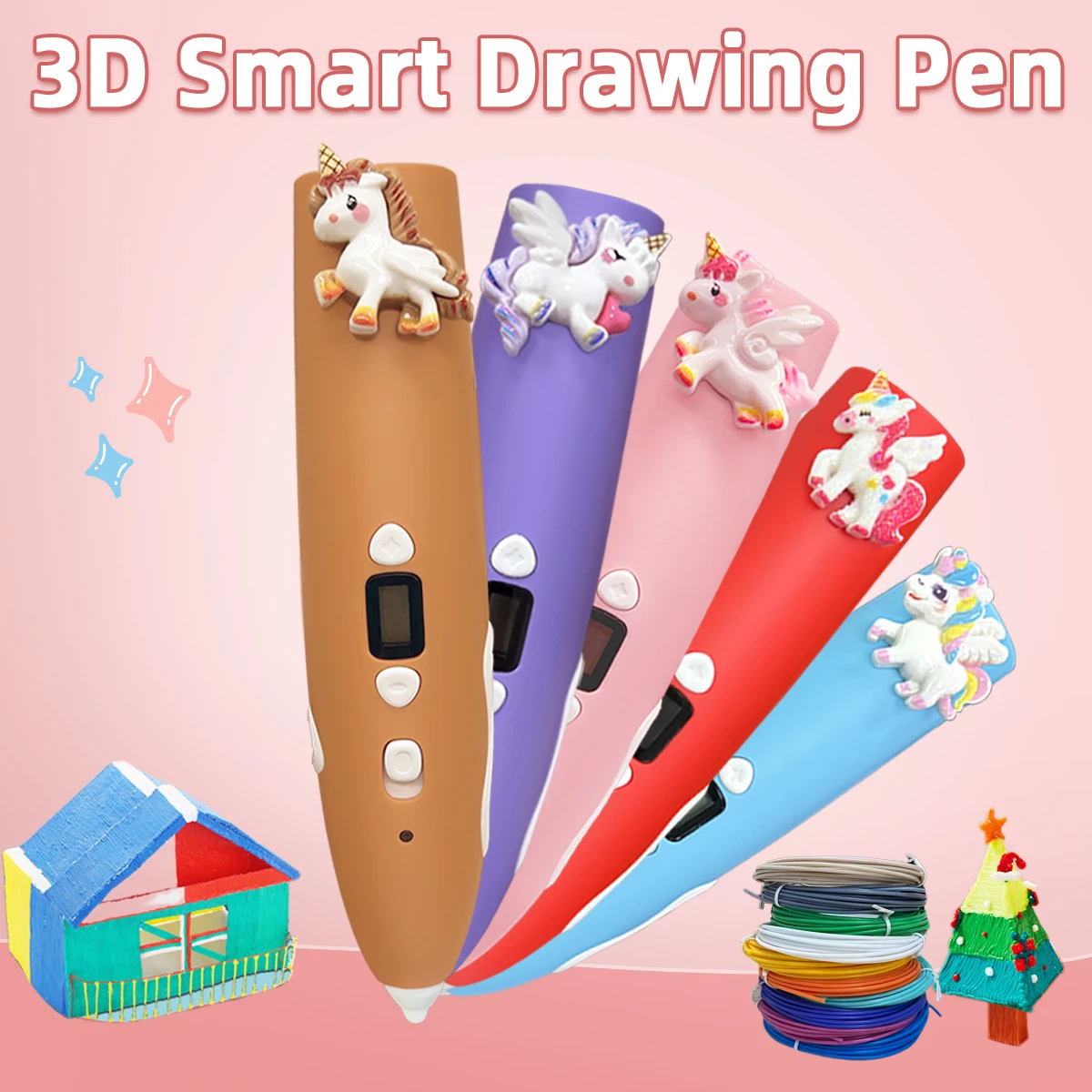 Neuer Einhorn-Niedertemperatur-3D-Druckstift mit 9M PCL-Filament, Kinderspielzeug, beliebtes Online-Promi-Geburtstags-Neujahrsgeschenk Image